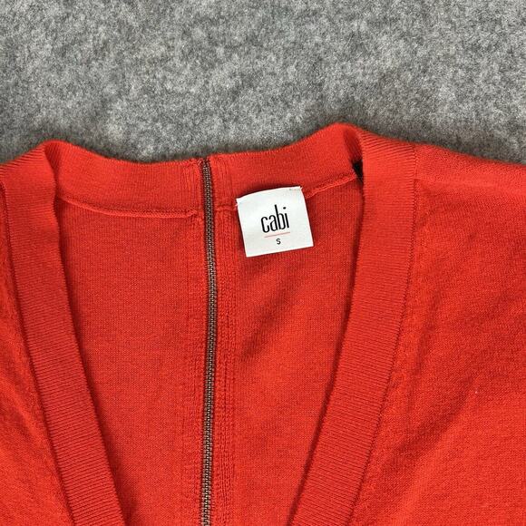 Cabi Cobblestone Cardigan Sweater Fiery Red Full Zip Back Small 3155 - Picture 3 of 8